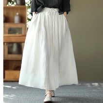 여성 린넨 스커트 데일리 캐주얼 심플 무지 빈티지 오버핏 여자 면마 치마 linen skirt XK0145
