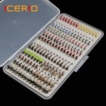 루어 ICERIO 133 개대 초박형 휴대용 님프 스커드 미지 파리 키트 구색 상자 송어 낚시 플라이 미끼