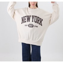 마제클로 오버핏 맨투맨 뉴욕 프린트 특양면 긴팔 티셔츠