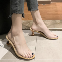 제이제이 뮬힐 뮬 투명 힐 유리 샌들 6cm 스트랩