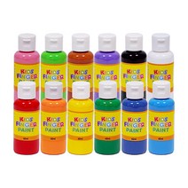 키즈 핑거페인트 60ml 12색 세트 / 키즈맘아트 유아 물감 미술 그림 놀이 촉감 오감 발달 형광 감성 손가락물감 어린이집 유치원 드로잉 키즈 카페 집콕 엄마표미술 홈스쿨 선물