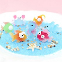 수조 캐릭터 미니 어항 알비노폴레드 베타 피규어 꾸미기 키우기 물고기 구피 금붕어, 3 바다캐릭터 해마