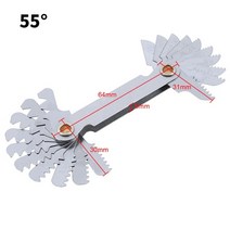 나사 피치 게이지 5560도 미터법 인치 나사 플러그 게이지 기어 치아 측정 탄소강 센터 측정 20 블레이드, 협력사, 55도 20개