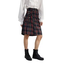 리우프 Lioop Scottish 남성용 킬트 전통 하이랜드 타탄 유틸리티 블랙 시계 3X-Large, Black Stewart_Large