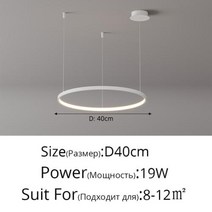 거실 링 펜던트 조명 아크릴 Led 레스토랑 샹들리에 현대 미니멀 아트 크리 에이 티브 개성 그물 레드 사용자 정의 램프, White 40cm+Cool white No remot