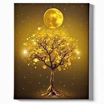 아티플라 보석십자수 캔버스 일체형 DIY 키트, 06. 황금나무 골드문 40x50cm