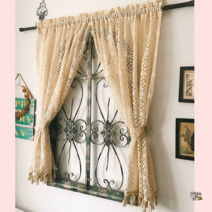 레트로커튼 코바늘 면실 짜임 레이스 빈티지커튼 복고풍커튼 유니크 차광 플라워 무대 미국풍 럭셔리 패턴