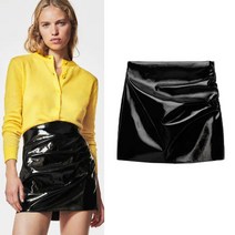 ZARA 플리츠 슬림 레더 미니 스커트 02969291800