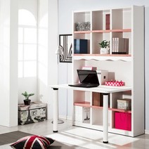 [겟홈] 스마트 30T 전면책장형 책상 1200_핑크화이트, 타입:전면책장형_책상_1200_핑크화이트