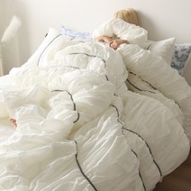 호텔식 고밀도 면 로맨틱 셔링 차렵이불 풀세트(이불+패드+베개커버+베개솜)