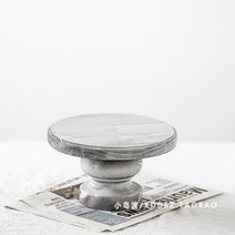 북유럽 빈티지 케이크스탠드 원목 우드 받침대 인테리어 디저트 트레이 엔틱 홈카페 소품선반, 접시빅사이즈)그레이지름19.8 높이 11.8