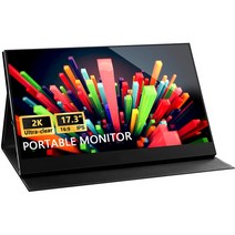 포터블 모니터 휴대용 2K 173 인치 울트라 클리어 1920x1080 노트북 USB C HDMI 게임용 컴퓨터 디스플레이 IPS 화면 PC Mac PS5, CHINA_17.3 Inch 1920 | EU plug