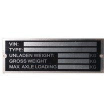 RV 부품 트레일러 블랭크 VIN 및 무게 섀시 플레이트 120mm x 45mm 식별 번호
