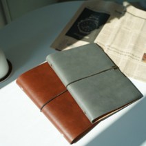 교무수첩 만년필다이어리 업무용 미팅노트 가죽 6공 A5, 그레이