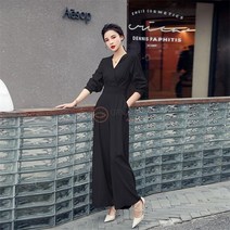 오르난 여성 봄 가을 브이넥 쉬폰 슬림핏 정장 점프수트 LY98