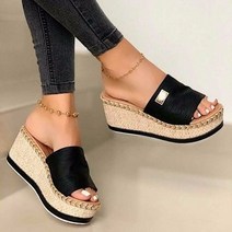 올라 여성용 여름 플랫폼 샌들 패션 캐주얼 대마 웨지 슬리퍼 두꺼운 단독 오픈 발가락
