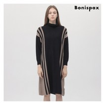 [보니스팍스] 사이드배색 터틀넥 울니트 원피스-MF99KO092