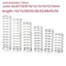 태엽 스프링 인장 볼트 코일 금형 스파이럴 대형 용수철 10 개몫 1.0mm 스테인레스 스틸 압축 외경 6mm 7mm 8mm 9mm 10mm12mm 13mm 14mm 15mm, 30mm, 10개