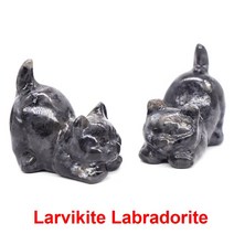 30mm 미니 고양이 천연석 조각 크리스탈 동상 레이키 보석 공예 인테리어 장식품 선물, M