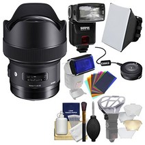 시그마 14 mm f1.8 아트 dg hsm 렌즈 with usb dock + e-ttl ii 플래시 + 소프트 박스 + bouncer + 플래시 +