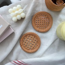 라탄 원형 케인 티코스터 컵받침 라탄소품 홈카페 인테리어