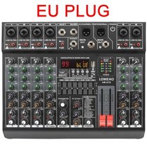 LOMEHO 7 밴드 EQ 오디오 사운드 믹서 테이블 6 모노 채널 믹싱 DJ 콘솔 USB, 프랑스+EU PLUG