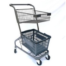 러브카트 2단카트 분리형 장바구니 마트 핸드카트, 상세이페이지 참고, 그레이 + 바구니