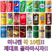 음료수 캔음료 각10캔 골라담기 /탄산음료/과채/과즙/착즙/업소용/소캔/미니캔/콜라, 선택7. 트레비 플레인 190ml 10캔