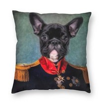 강아지마약방석 개모차 무중력 쿠션럭셔리 Pug 개 초상화 쿠션 커버 소파 폴리 에스터 리갈 애완 동물 빈티, 17 17_02 45x45cm 18x18in