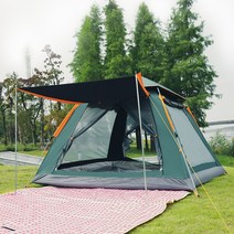 Modlauna 원터치 캠핑 텐트 5-8인용 방수 텐트 + 가방, 그린-5-8인-240*240*150CM