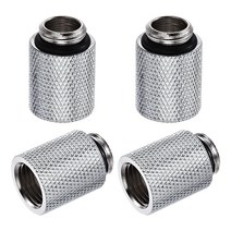 Uxcell 수-암 연장 피팅 G1/4 x 30mm PC 물 냉각 시스템 블랙 4개, Silver Tone