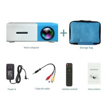 빔프로젝터 플레이어 lejiada yg300 pro led 800 루멘 미니 홈시어터, 블루 플러스 백, 영국 플러그