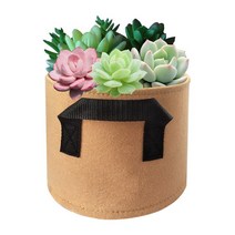 햇빛 가리 1-5Gallon 2mm 두께 정원 성장 가방 실내 야외 패브릭 폭기 식물 냄비 컨테이너 꽃 야채 주머니, [01] 1 Gallon (D18xH15cm), [04] Brown-1PC
