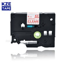 카트리지 호환 6mm Tze112 빨간색 투명 라벨 테이프 카세트 리본 p-touch 프린터 용 tze Tze-112 112, [01] Red on Clear, [01] 6mm