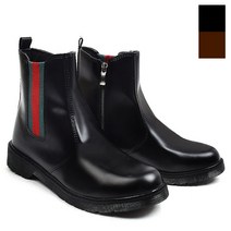 앵난이네 남녀공용 지퍼형 배색 가죽 첼시부츠