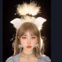 은꽃밴드 불빛 천사링 머리띠 할로윈 크리스마스 홈파티소품