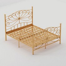 케이로 미국 철제침대 프레임 침대프레임 철제 공주 침대 북유럽 럭셔리 심플한 싱글 싱글침대, 골드(용골 플레이트)