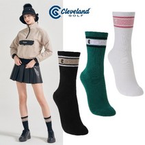 [클리브랜드골프] 면혼방 3색컬러배색 여성 골프양말골프양말골프용품_CGWSS24221, CGWSS24221 화이트