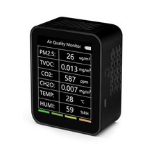 이산화탄소측정기 실내공기질관리법 TuyaWiFi 7 인 1 휴대용 컬러 디스플레이 이산화탄소 검출기 공기질 측정기 PM25 CO2 TVOC HCHO 온도 습도 테스터, 6 in 1 Black Basic+6 in 1 Blac
