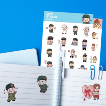 곰신톡 프렌즈 곰신 군인 캐릭터 투명스티커 5종, 1장, 곰신