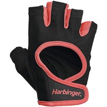 하빈져 여성용 파워 역도 장갑(1쌍) 홈트레이닝 헬스, Medium (Fits 7 - 7.5 Inches), Black/Coral, Black/Coral