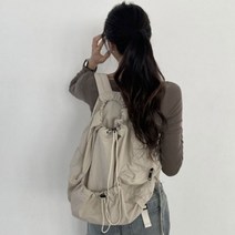 베이직 내츄럴 심플 지퍼 복조리 나인 스트링 포켓백팩