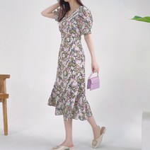 세인트이브 6802 V라인 인어스타일 쉬폰 프릴롱원피스