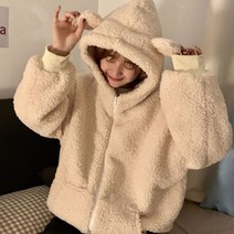 [랜덤플레이] 양털 후리스 큐트 곰돌이 귀 후드 집업