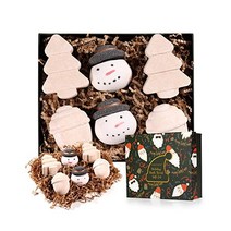 BODY & EARTH Christmas Bath Bombs Gift Set - Handmade Bubble and Floating Fizzies Spa Kit Xmas Gifts