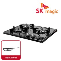 SK매직 3구 빌트인 쿡탑 가스레인지 GRAB3218D / 오델로 후라이팬 증정, LNG, GRAB3218D_블랙