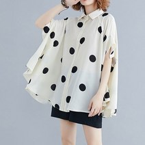 브이너스 헤리안느도트 쉬폰 케이프 블라우스