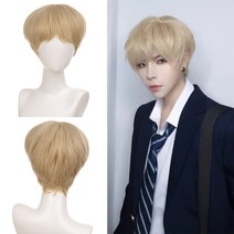 가발수선 가발회사 조커가발 엘사가발 흑인머리 히피펌가발 로제머리 인스타셀럽 탈색가발 탈색붙임머리 Ailiade 블랙 남성용 가발 12 짧은 스트레이트 앞머리 여성용 합성 9, 12인치, 내츄럴 컬러
