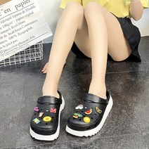 콩코드 여성용 여름 키높이 통굽 슬리퍼 샌들 지비츠장식