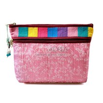 누비수(秀) 색동파우치지갑[연분홍], 한지포장 - 1개비용